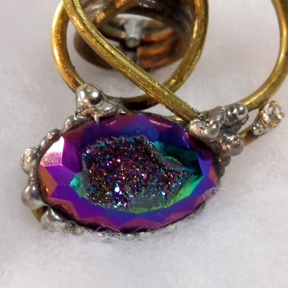 Imaginations in Glass one of a kind artisan druzy ring or pendant - Picture 2 of 6